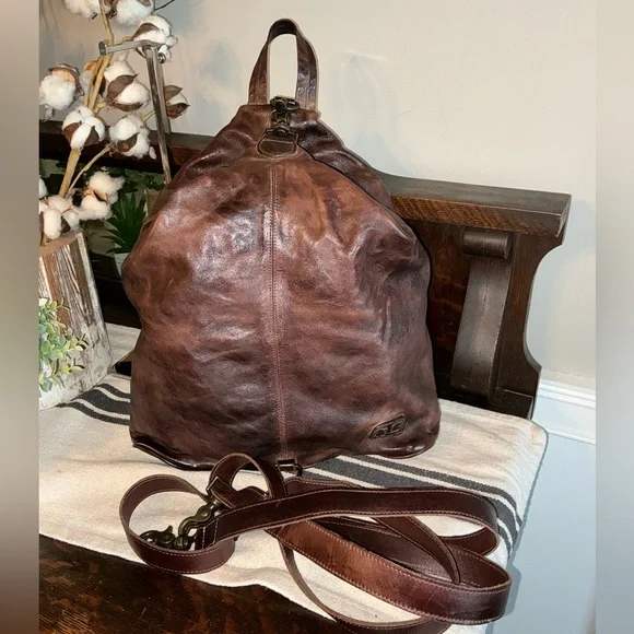 Bed Stu Leather 3 In 1 Delta Backpack Shoulder Bag HandBag Teak Rustic MSRP 345 - Picture 2 of 15